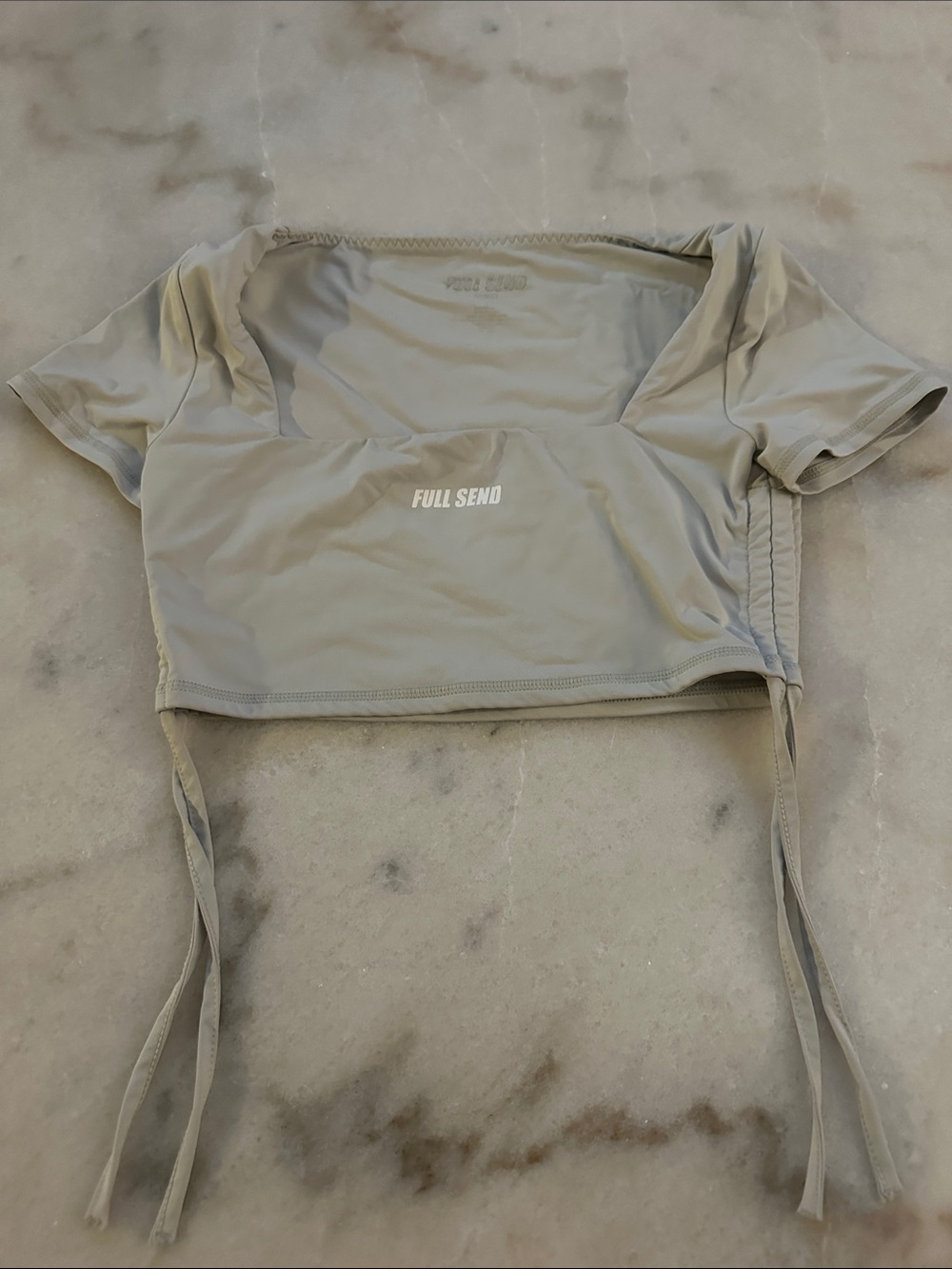 FULL SEND Tan Crop Top with Side Ties - Women